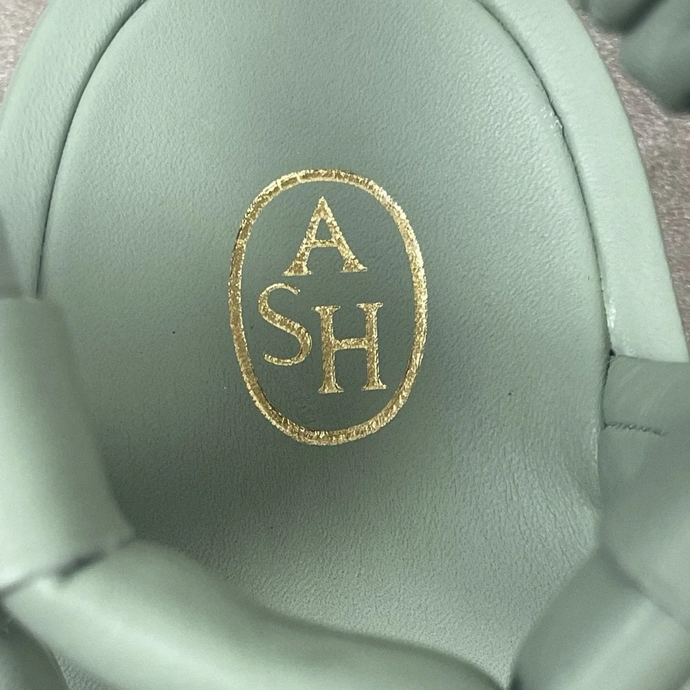 ASH Victoria Green Napa Leather Platform Strappy Sandals Womens 39 Slip On